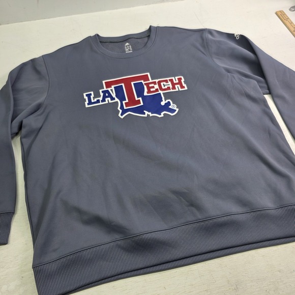 LA Tech Louisiana Bulldogs NCAA Adidas Climawarm Crewneck Sweatshirt Mens Sz 2XL - Picture 2 of 9